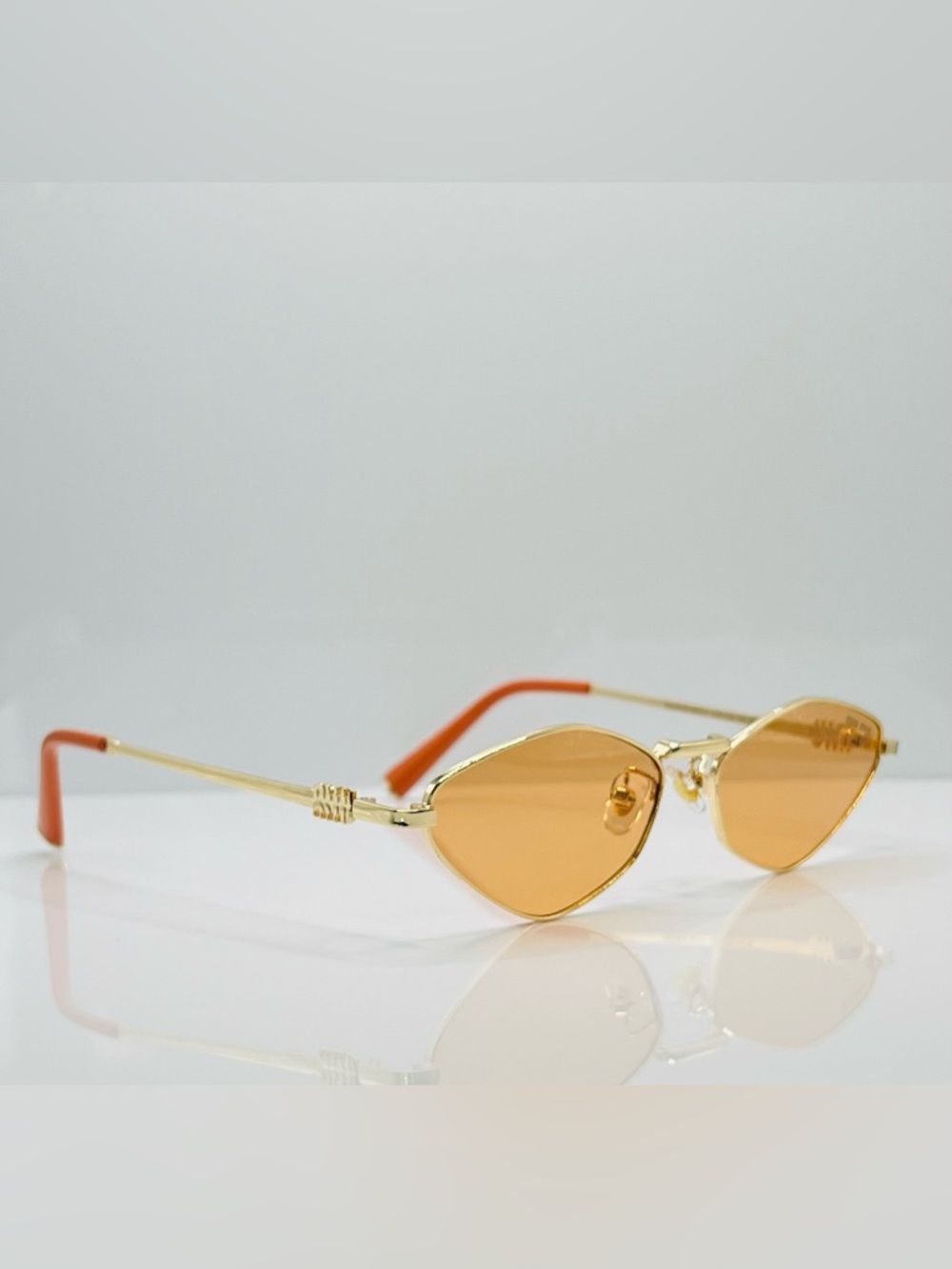 MIU MIU Gold Geometric Honey Tint Sunglasses - Full Set - Picture 2 of 7